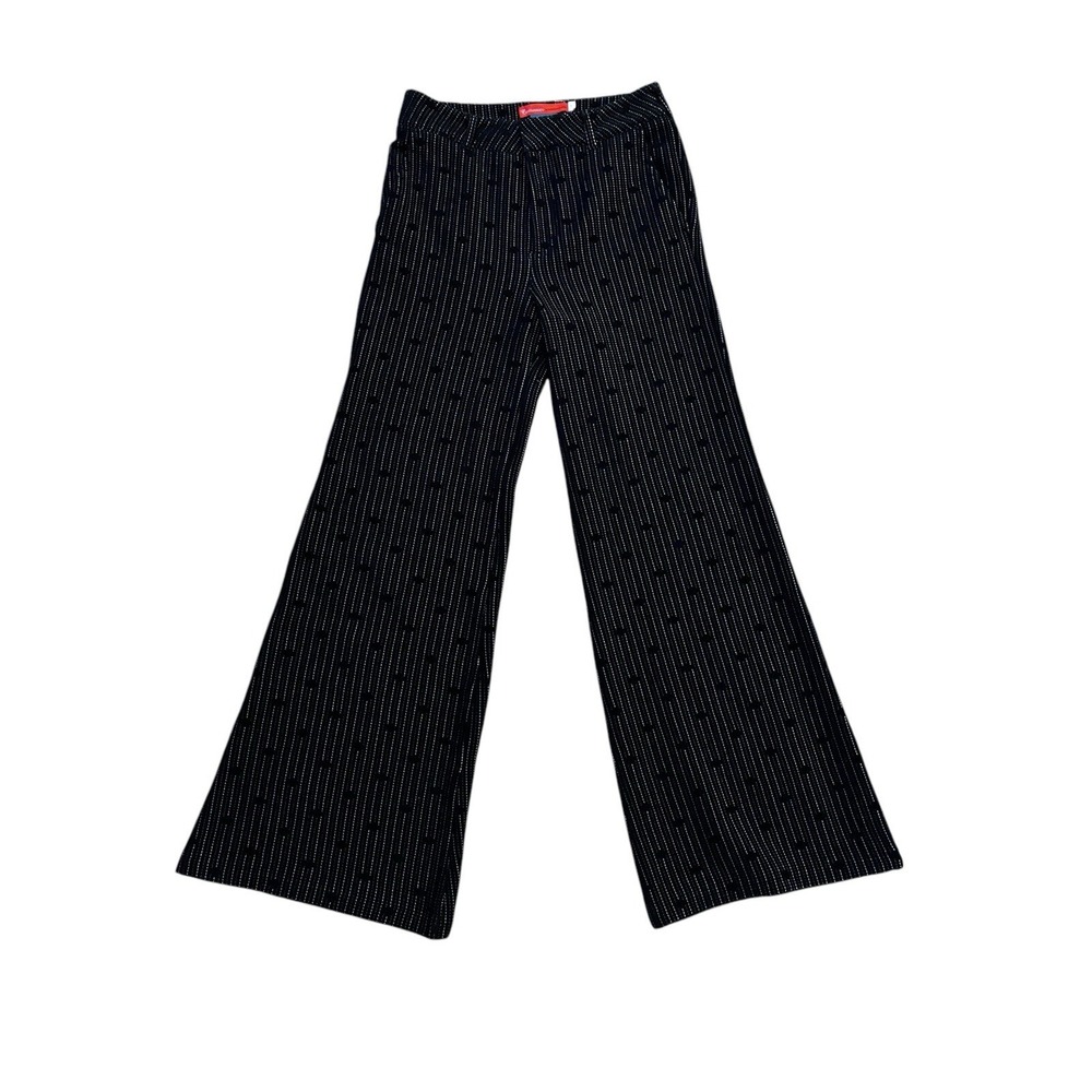 Anthropologie Cartonnier Jacquard Dot Wide Leg Pants Black Measures 30 x 32.5
